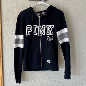 VS Pink black logo zip up hoodie